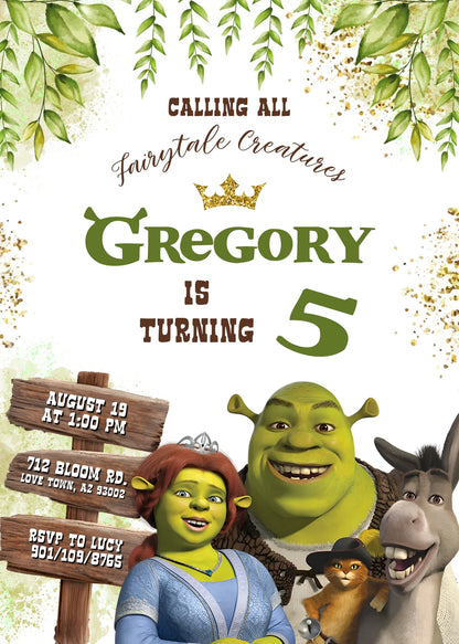Shrek customizable invitation template | Share or Print | DP335