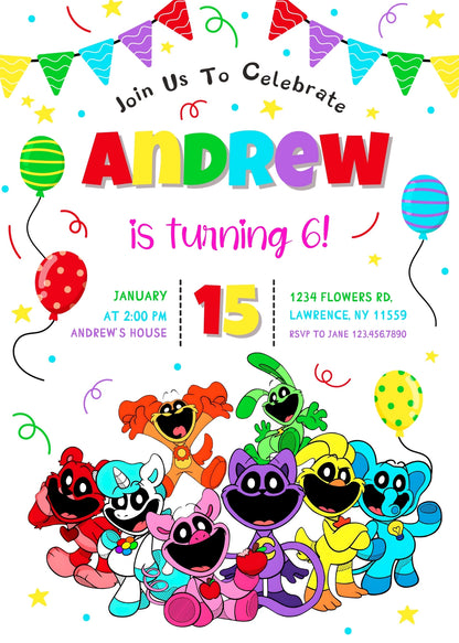 Smiling Critters customizable invitation template | Share or Print | EU306
