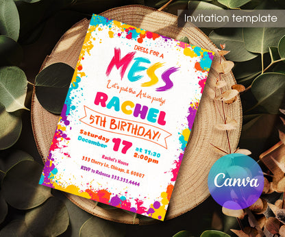 Art Dress For A Mess customizable invitation template | Share or Print | girl | LJ273