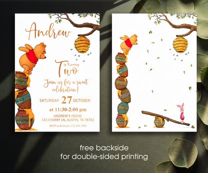 Winnie the Pooh customizable invitation template | Share or Print | GB097