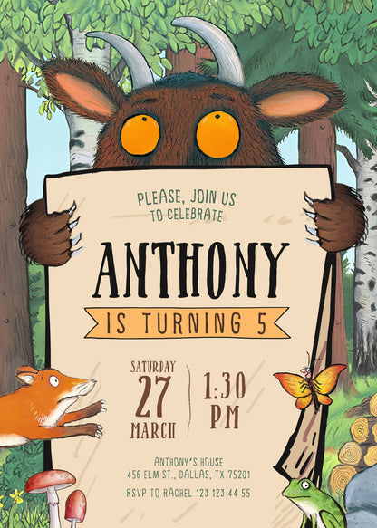 Gruffalo customizable invitation template | Share or Print | ZL454