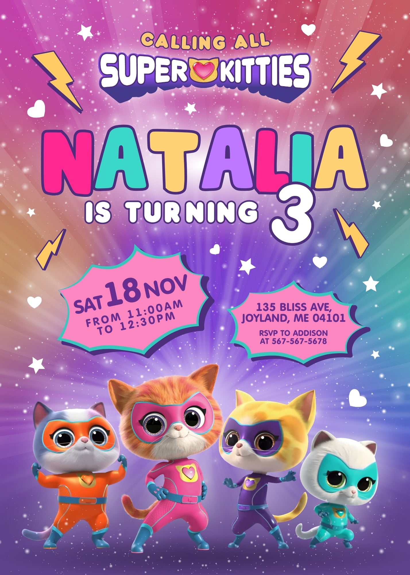 SuperKitties customizable invitation template | Share or Print | TT743