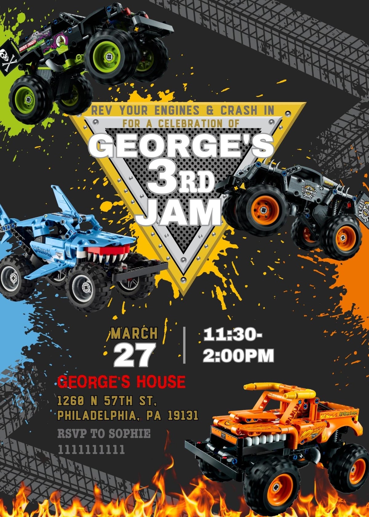 Monster Jam  Monster Truck customizable invitation template | Share or Print | boy | BY496