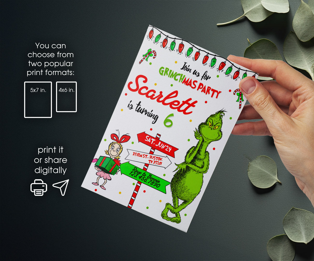 The Grinch  Merry Grinchmas customizable invitation template | Share or Print | MG601