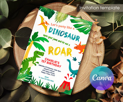 Dinosaur T-Rex customizable invitation template | Share or Print | WT323