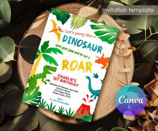 Dinosaur T-Rex customizable invitation template | Share or Print | WT323