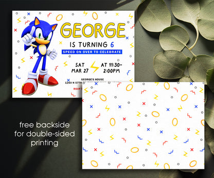 Sonic the Hedgehog customizable invitation template | Share or Print | RH576