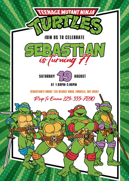 Teenage Mutant Ninja Turtles customizable invitation template | Share or Print | boy | JM184
