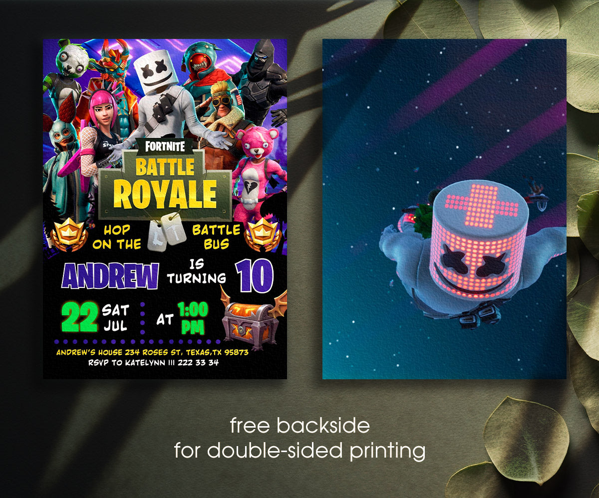 Fortnite Gamer customizable invitation template | Share or Print | boy | BN331