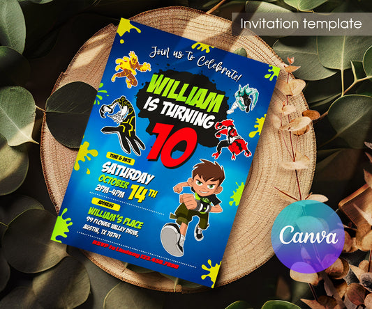 Ben 10 Alien Force customizable invitation template | Share or Print | boy | QF815