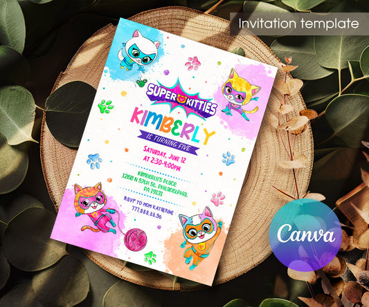 SuperKitties customizable invitation template | Share or Print | UL021