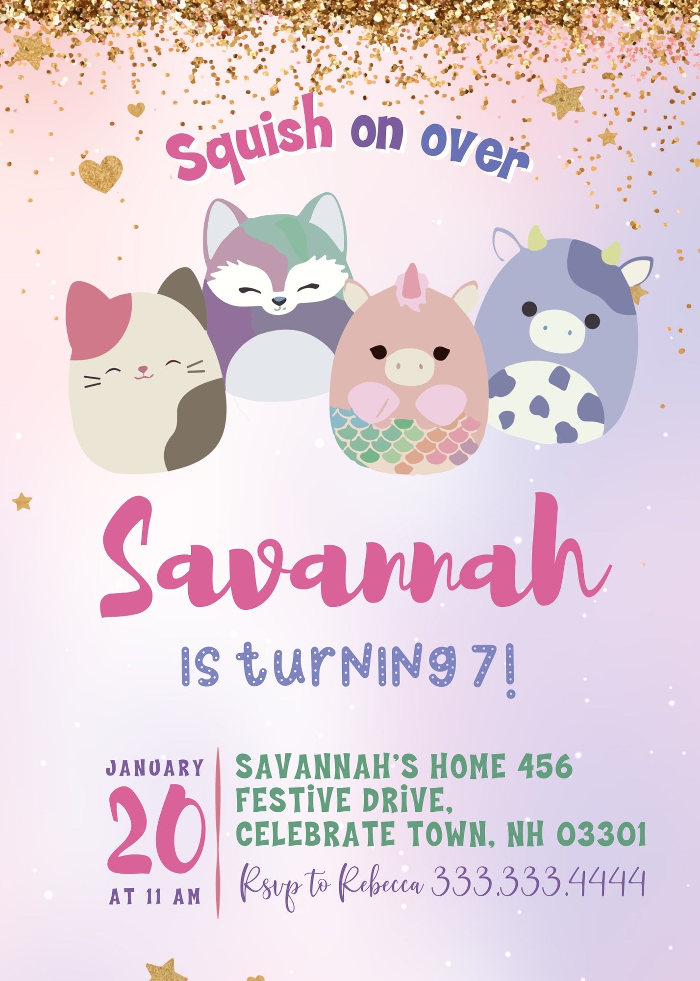 Squishmallows customizable invitation template | Share or Print | QU391