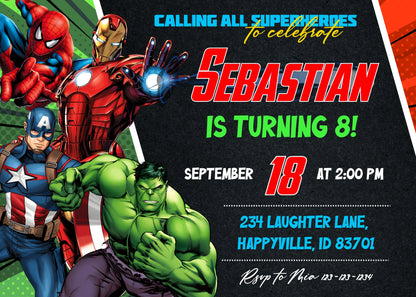 Avengers Marvel Superhero customizable invitation template | Share or Print | boy | IN868