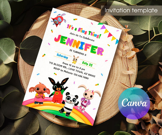 Bing Bunny customizable invitation template | Share or Print | WK391