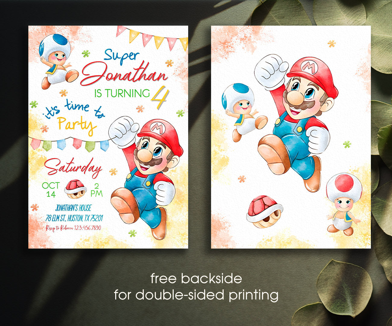 Super Mario Bros customizable invitation template | Share or Print | AB416
