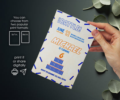 NERF Dart Wars customizable invitation template | Share or Print | boy | KL968