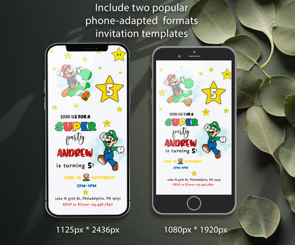 Super Mario Bros customizable invitation template | Share or Print | XK771