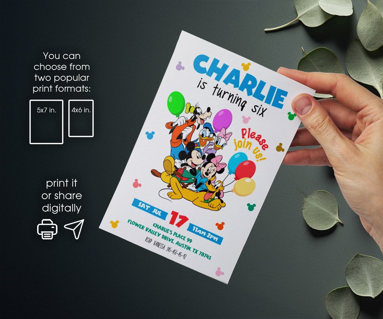 Clubhouse Mickey Mouse customizable invitation template | Share or Print | ED171