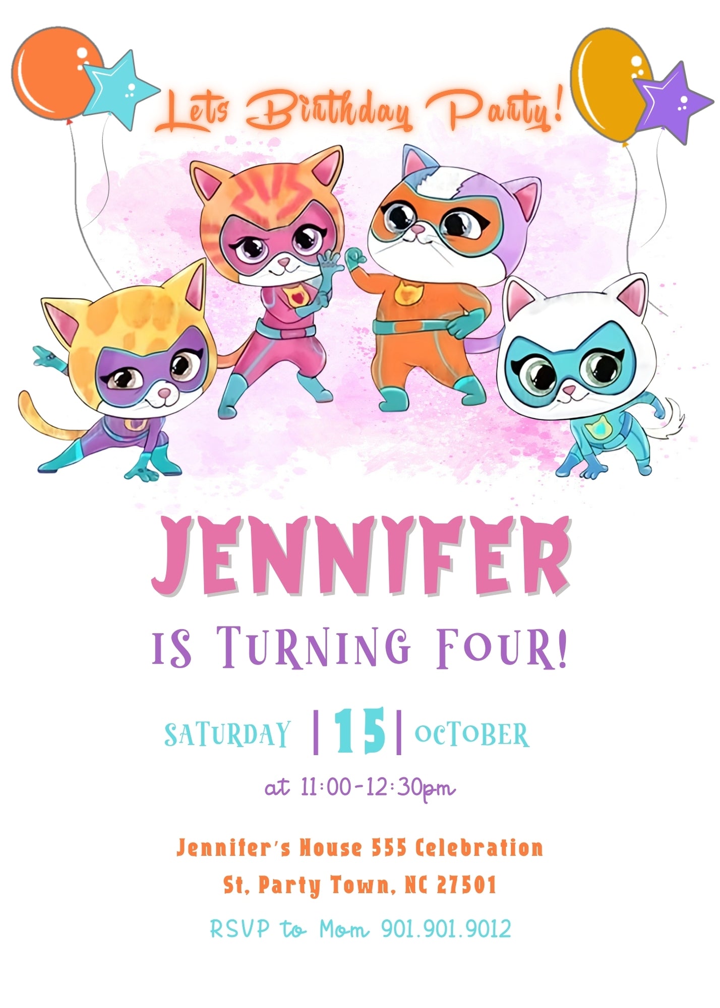 SuperKitties customizable invitation template | Share or Print | WI227