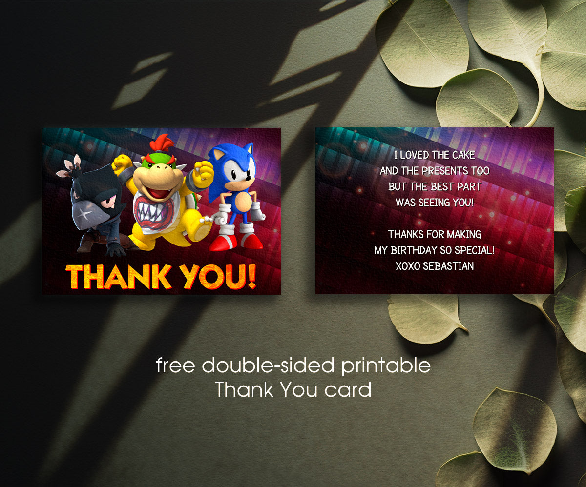 Super Smash Mario Bros customizable invitation template | Share or Print | DH608