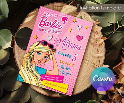 Barbie Pink customizable invitation template | Share or Print | girl | GE382