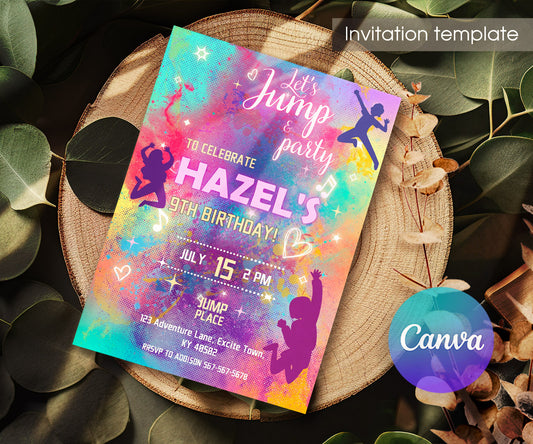 Trampoline Jump Party customizable invitation template | Share or Print | AL010