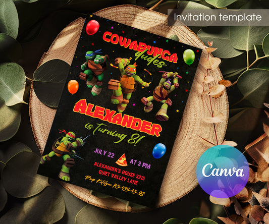 Teenage Mutant Ninja Turtles customizable invitation template | Share or Print | boy | VQ684
