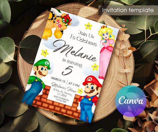 Super Mario Bros customizable invitation template | Share or Print | UH699