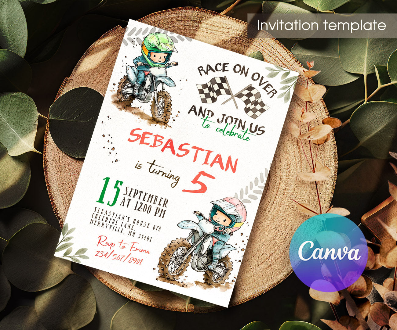 Motocross Extreme customizable invitation template | Share or Print | UT633