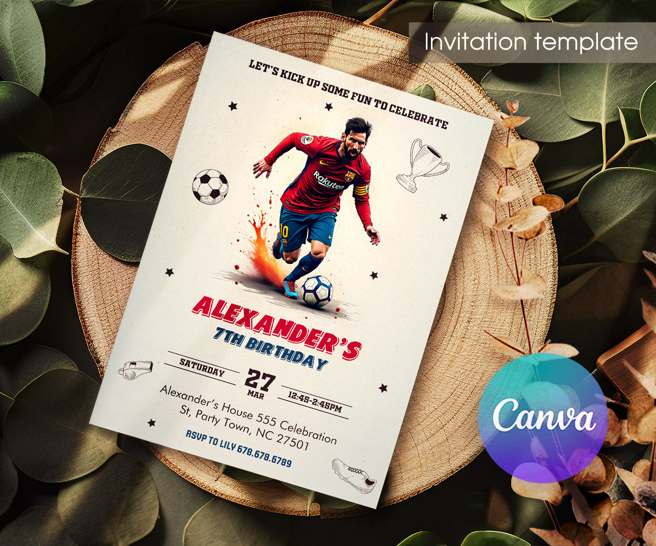 Messi Fifa Soccer customizable invitation template | Share or Print | AY698