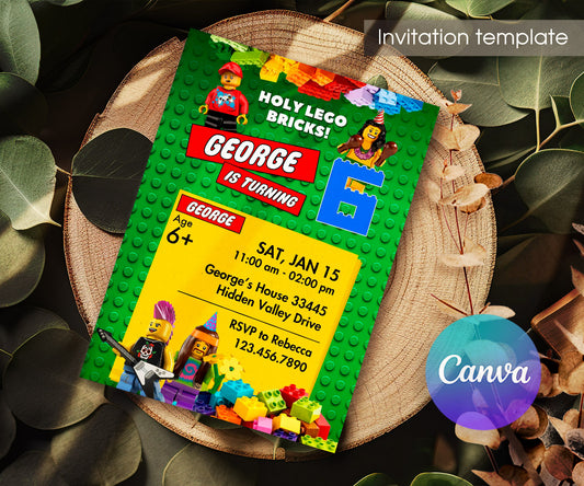 Lego Minifigures customizable invitation template | Share or Print | YJ300
