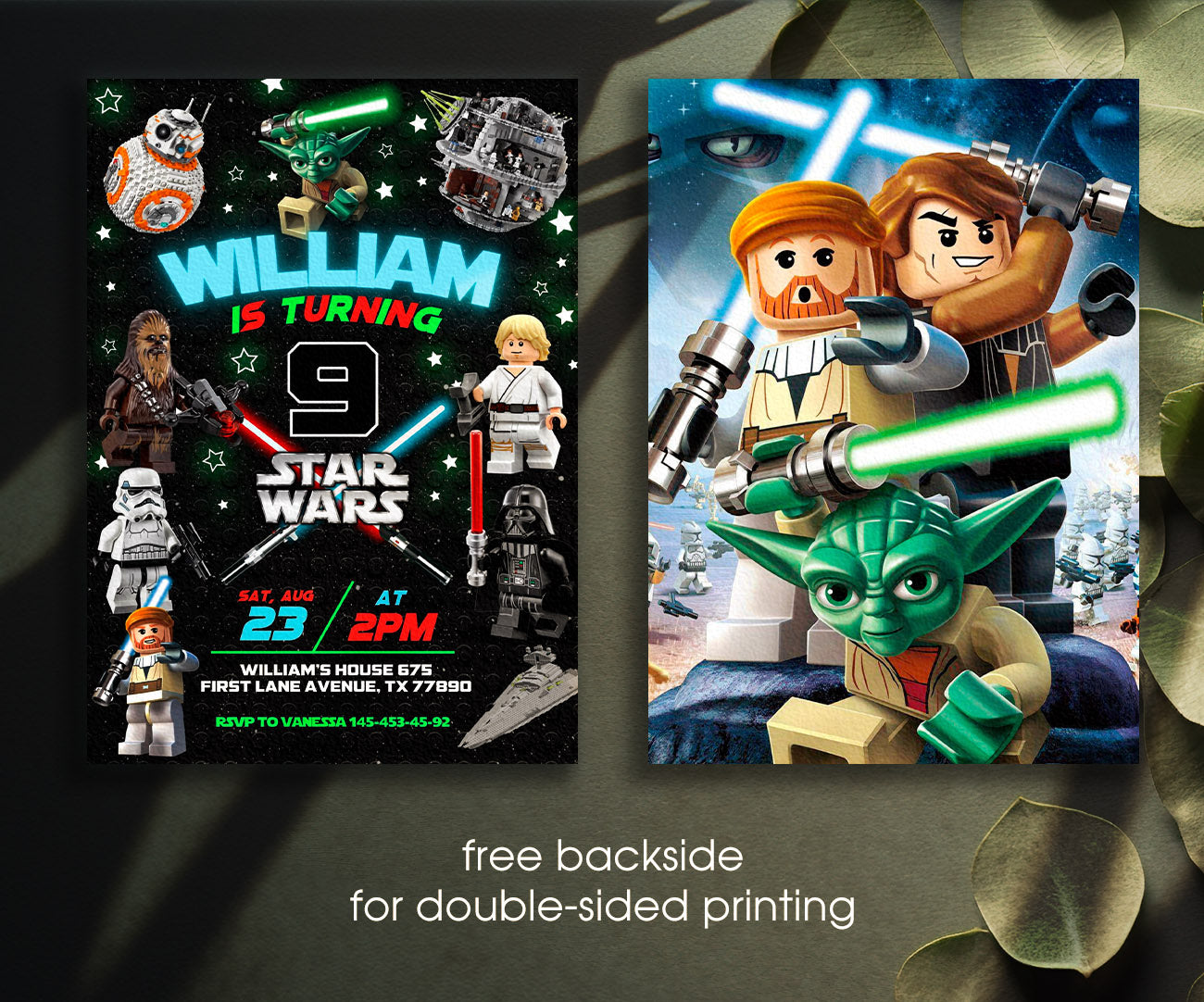 Star Wars Darth Vader Lego Minifigures customizable invitation template | Share or Print | ZO928