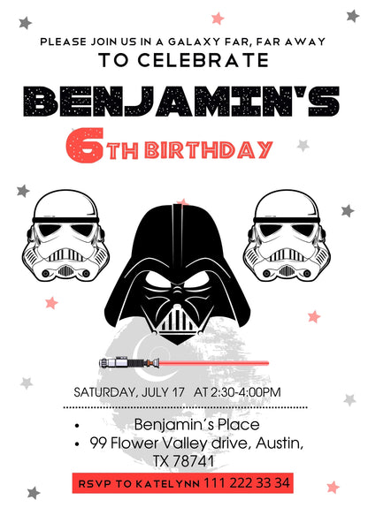 Star Wars Darth Vader customizable invitation template | Share or Print | boy | AX285