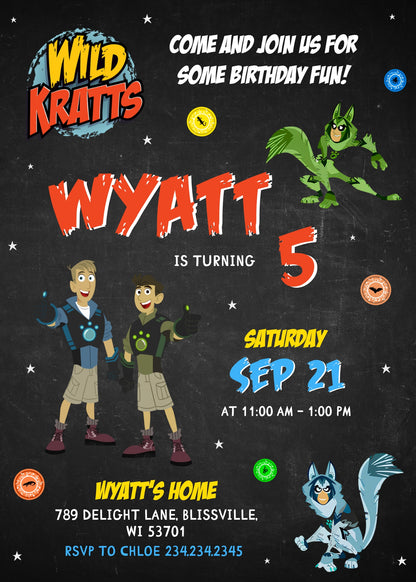 Wild Kratts Creature Hero customizable invitation template | Share or Print | XE742