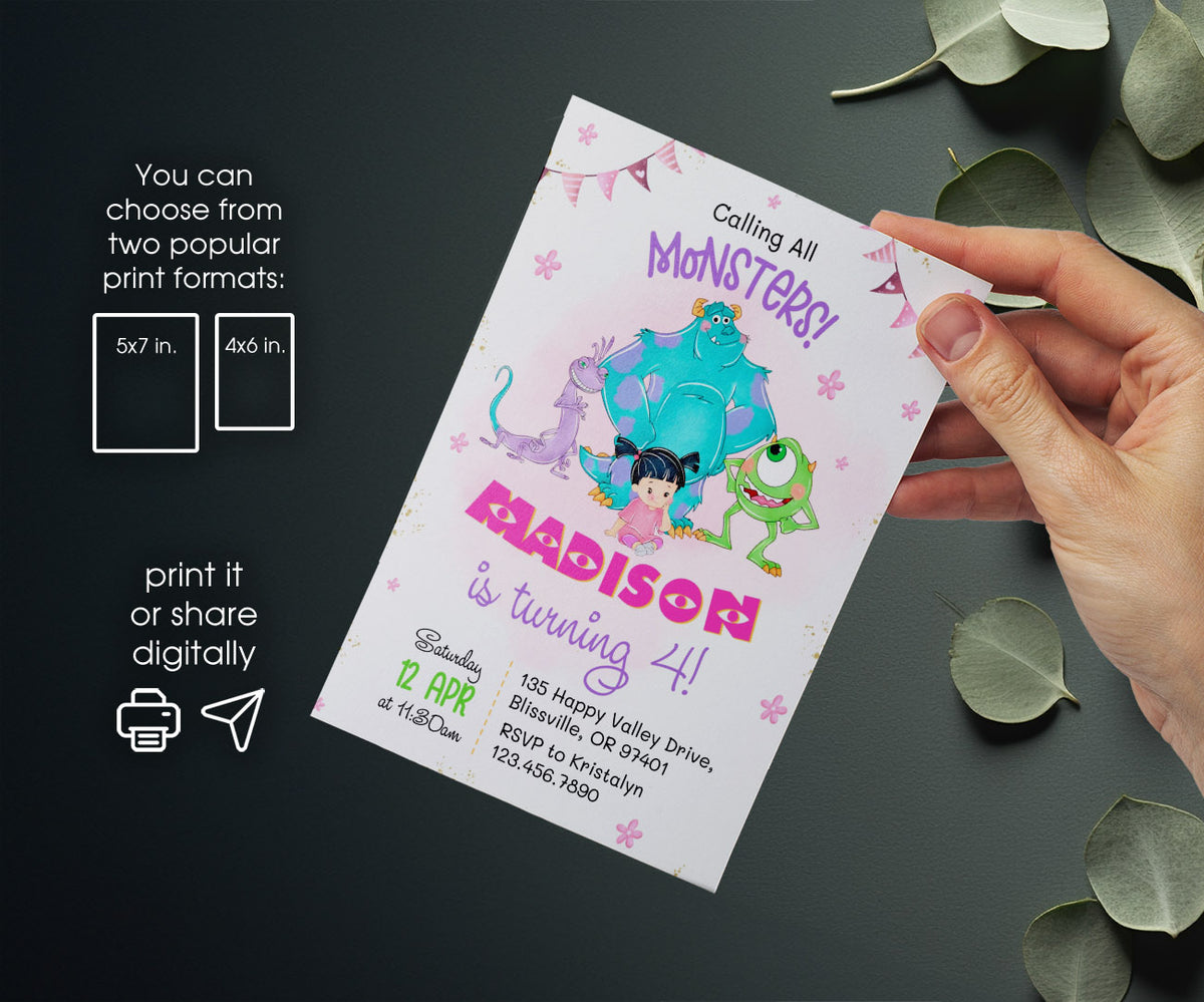 Monsters, Inc. customizable invitation template | Share or Print | WK061