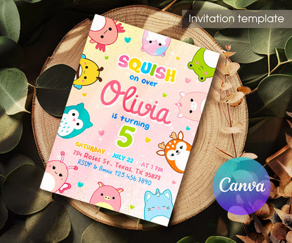 Squishmallows customizable invitation template | Share or Print | CF346