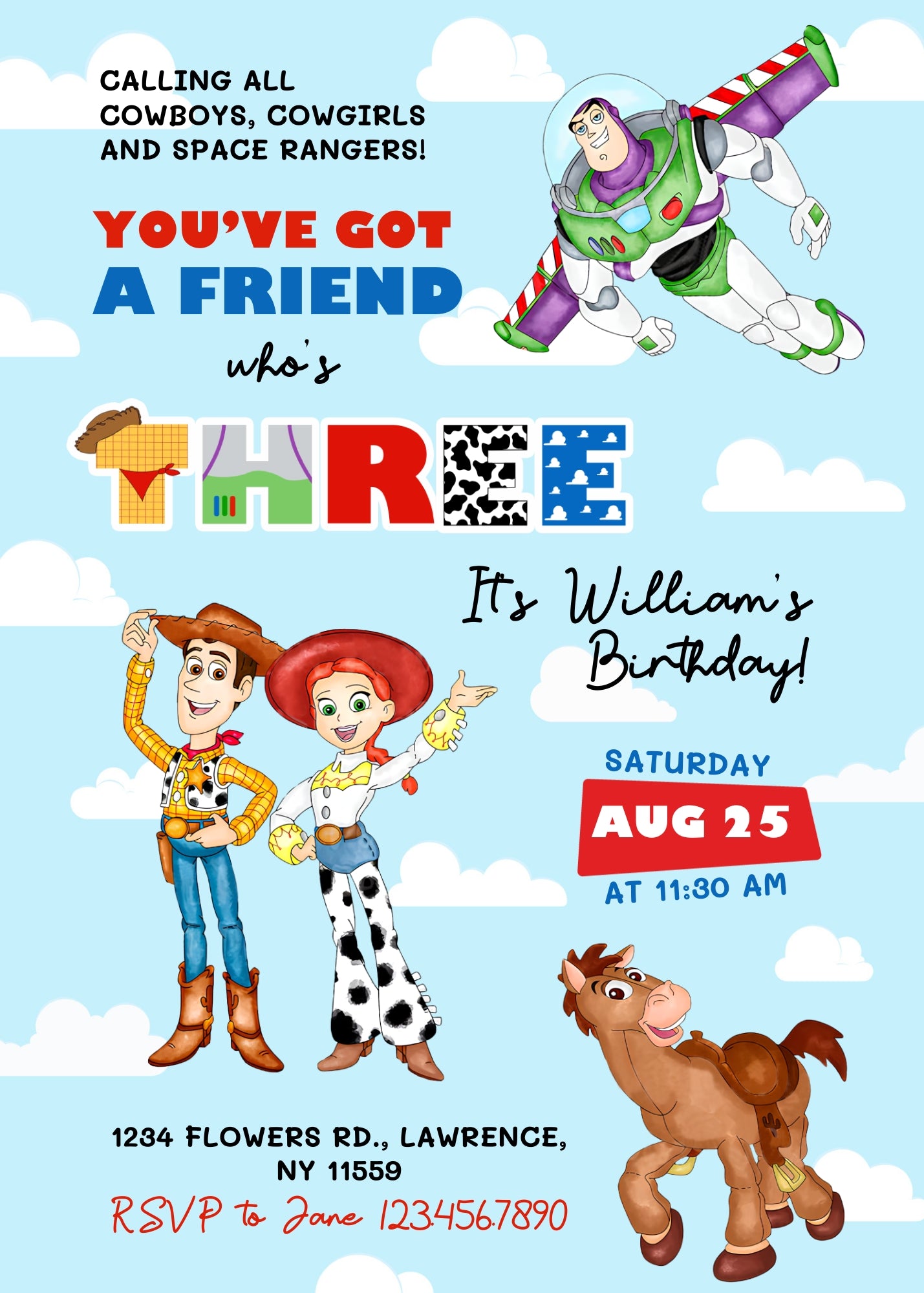 Toy Story Woody customizable invitation template | Share or Print | NX113
