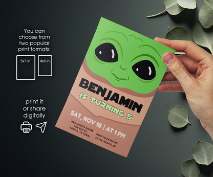 Baby Yoda Grogu Star Wars Mandalorian customizable invitation template | Share or Print | boy | CX551