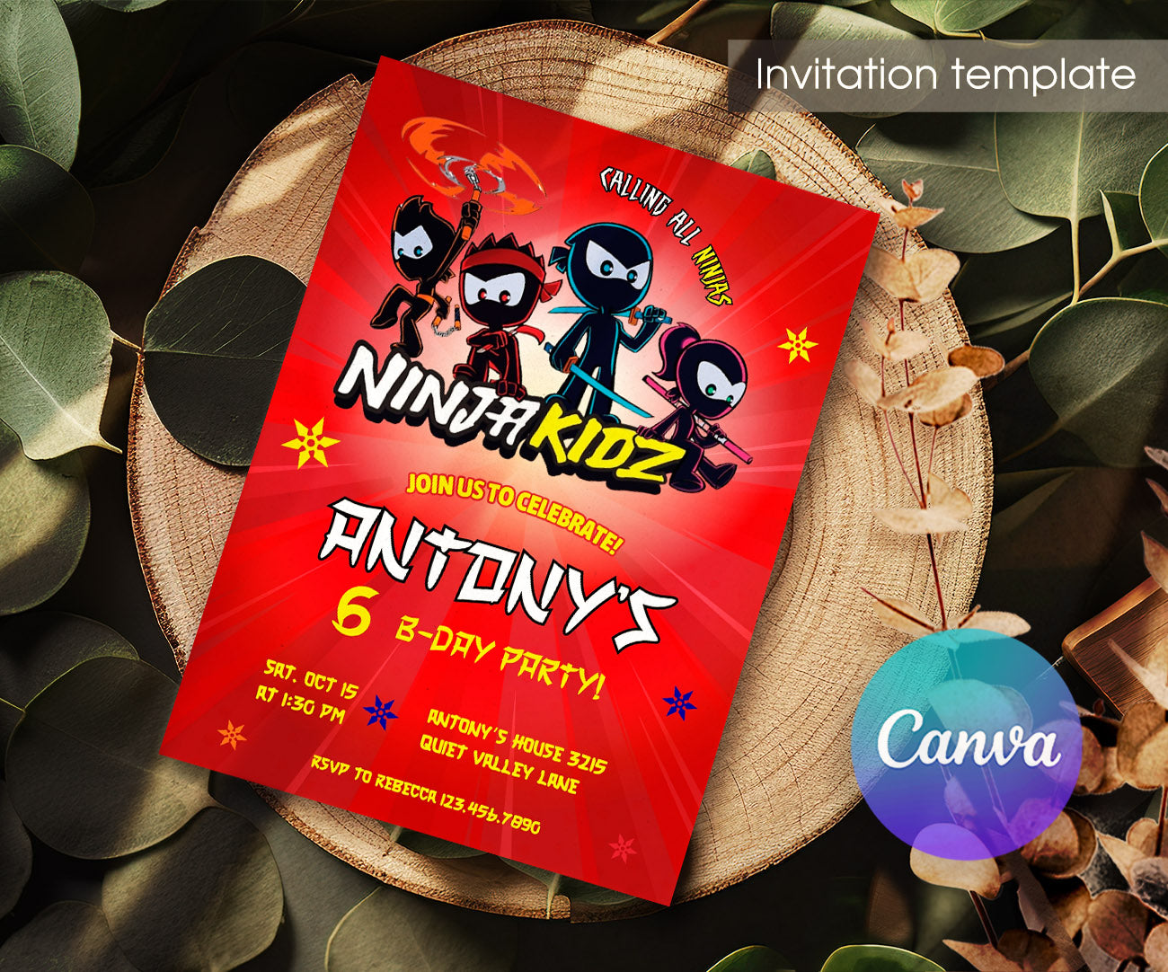 Ninja Kidz TV customizable invitation template | Share or Print | ZK467