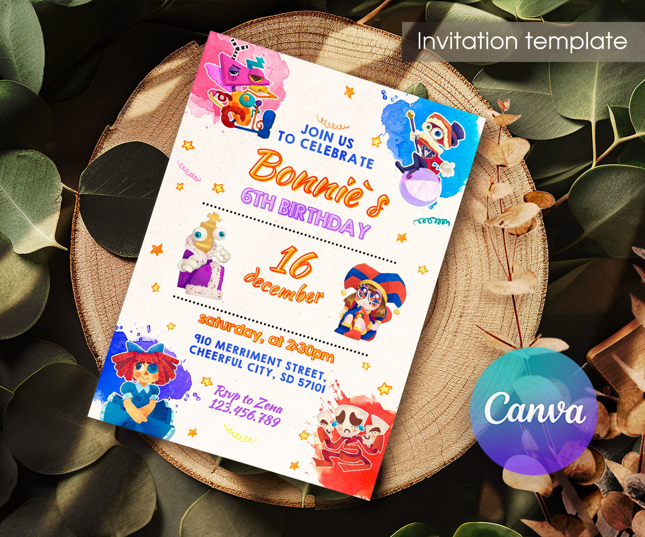 The Amazing Digital Circus customizable invitation template | Share or Print | DP306