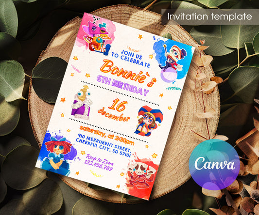 The Amazing Digital Circus customizable invitation template | Share or Print | DP306