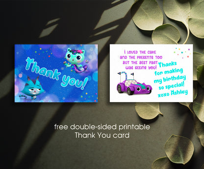 Gabby's Dollhouse Kitten customizable invitation template | Share or Print | girl | GU572