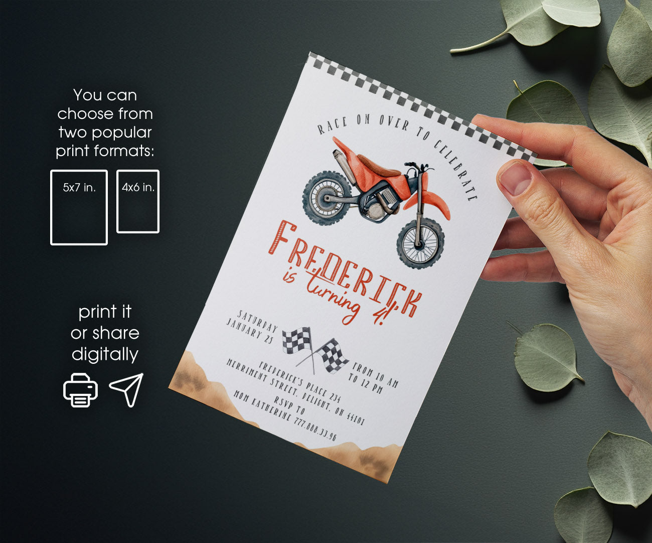 Motocross Extreme customizable invitation template | Share or Print | FJ738