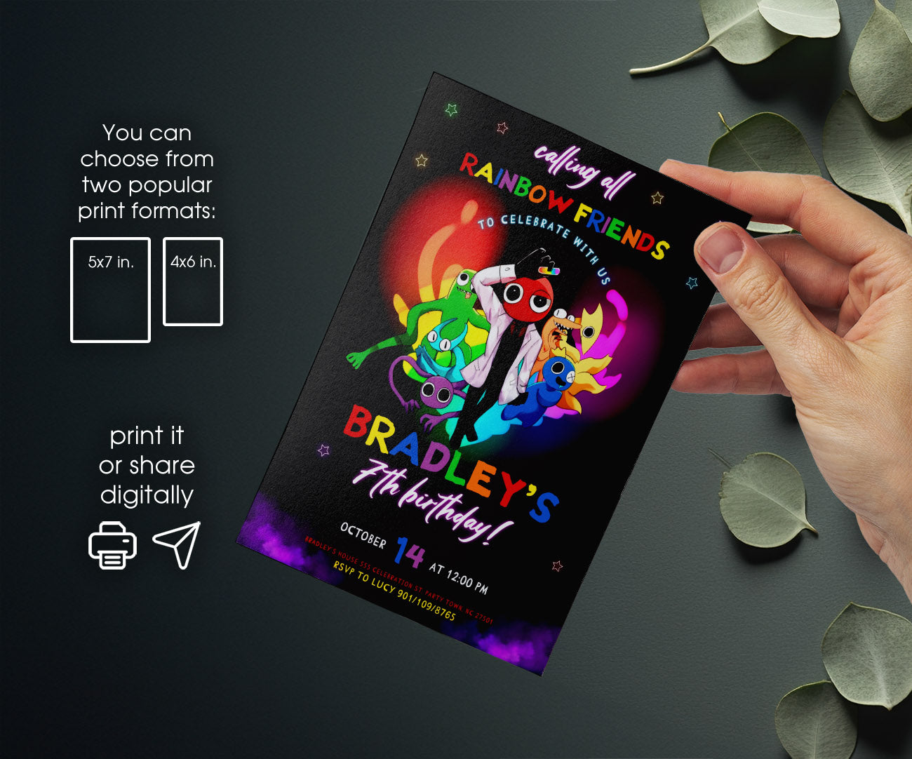 Rainbow Friends customizable invitation template | Share or Print | QD926