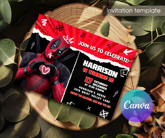Deadpool Marvel customizable invitation template | Share or Print | boy | CX747