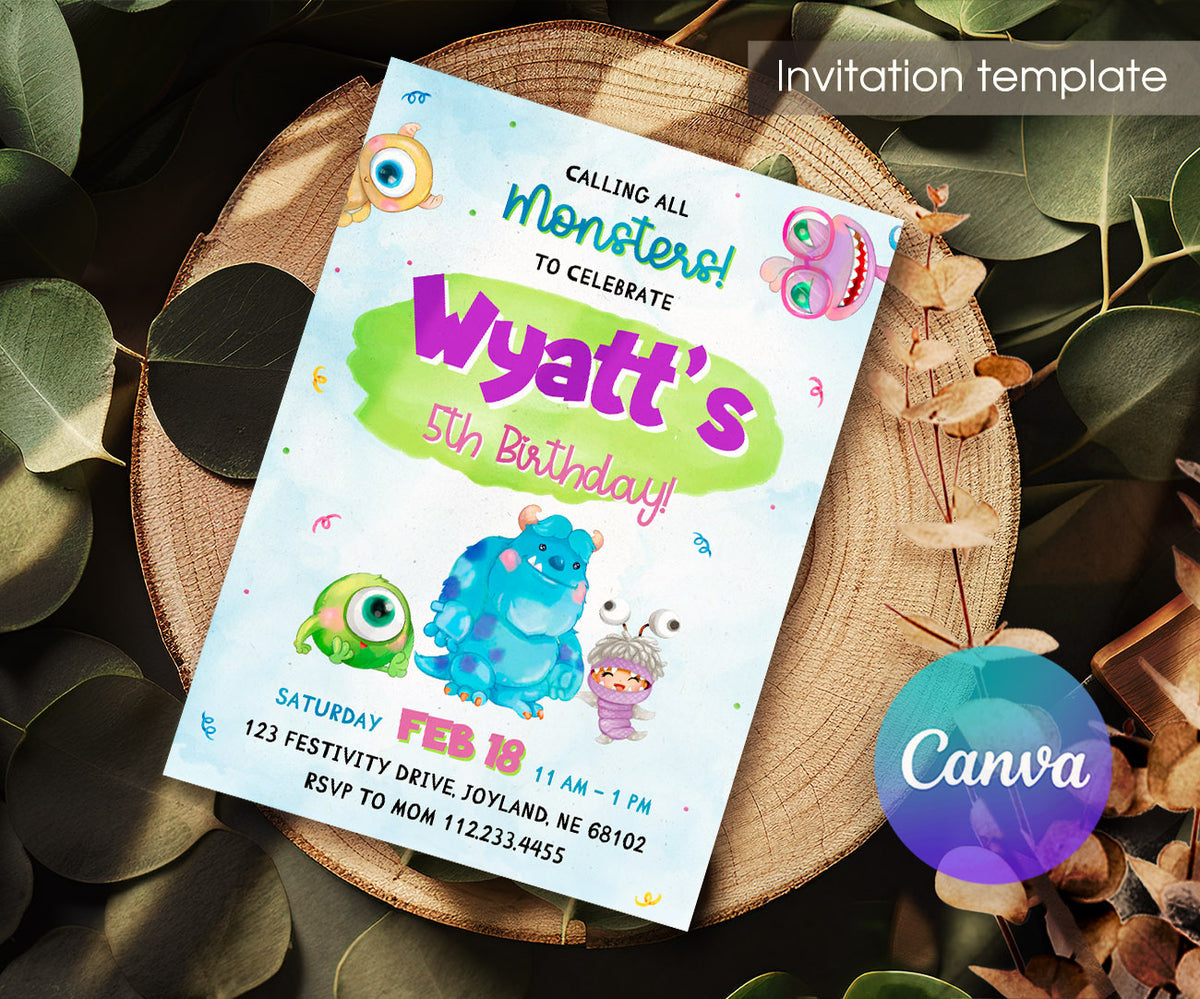 Monsters, Inc. customizable invitation template | Share or Print | DW722