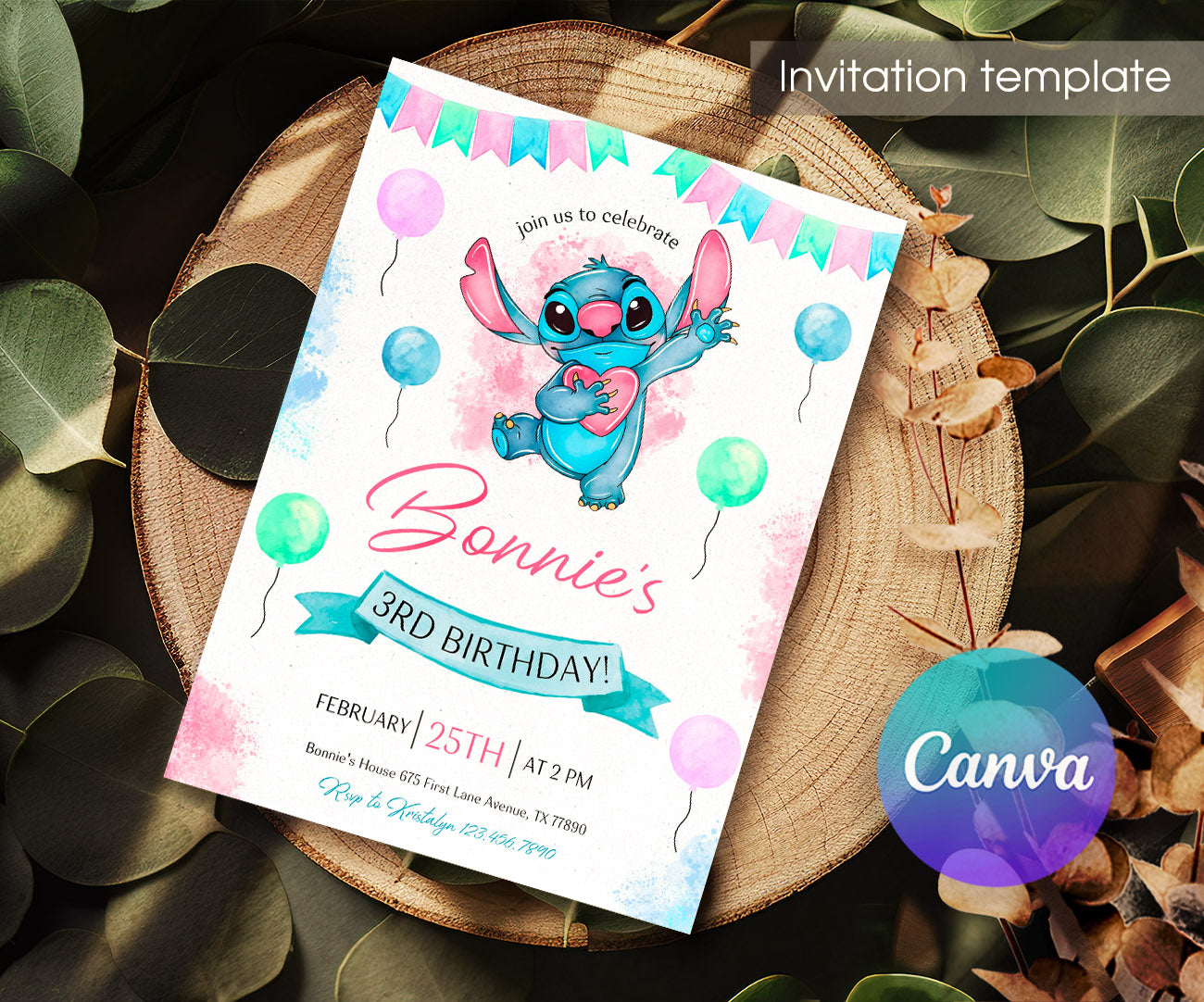 Lilo & Stitch Aloha customizable invitation template | Share or Print | PS810