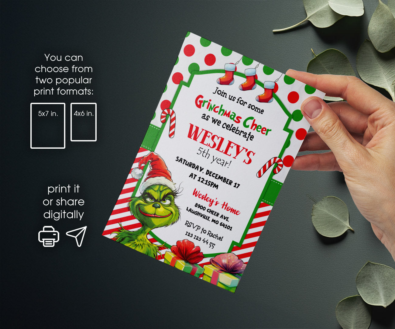 The Grinch  Merry Grinchmas customizable invitation template | Share or Print | RI272