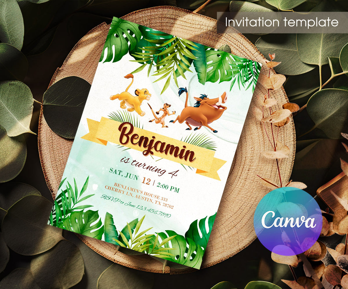Lion King Simba customizable invitation template | Share or Print | MA573