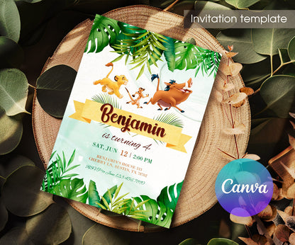 Lion King Simba customizable invitation template | Share or Print | MA573